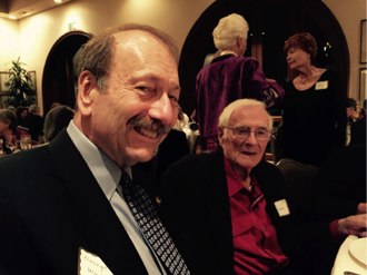 Candid photo of Chancellor Blumenthal and Chancellor Emeritus Bob Sinsheimer.