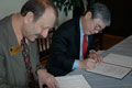 Signing an agreeement with Il Chung Dim of Dongguk University, based in Seoul, South Korea, February 14, 2008