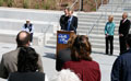Speaking to reporters at a press conference on funding for higher education at Cabrillo College, April 14, 2008